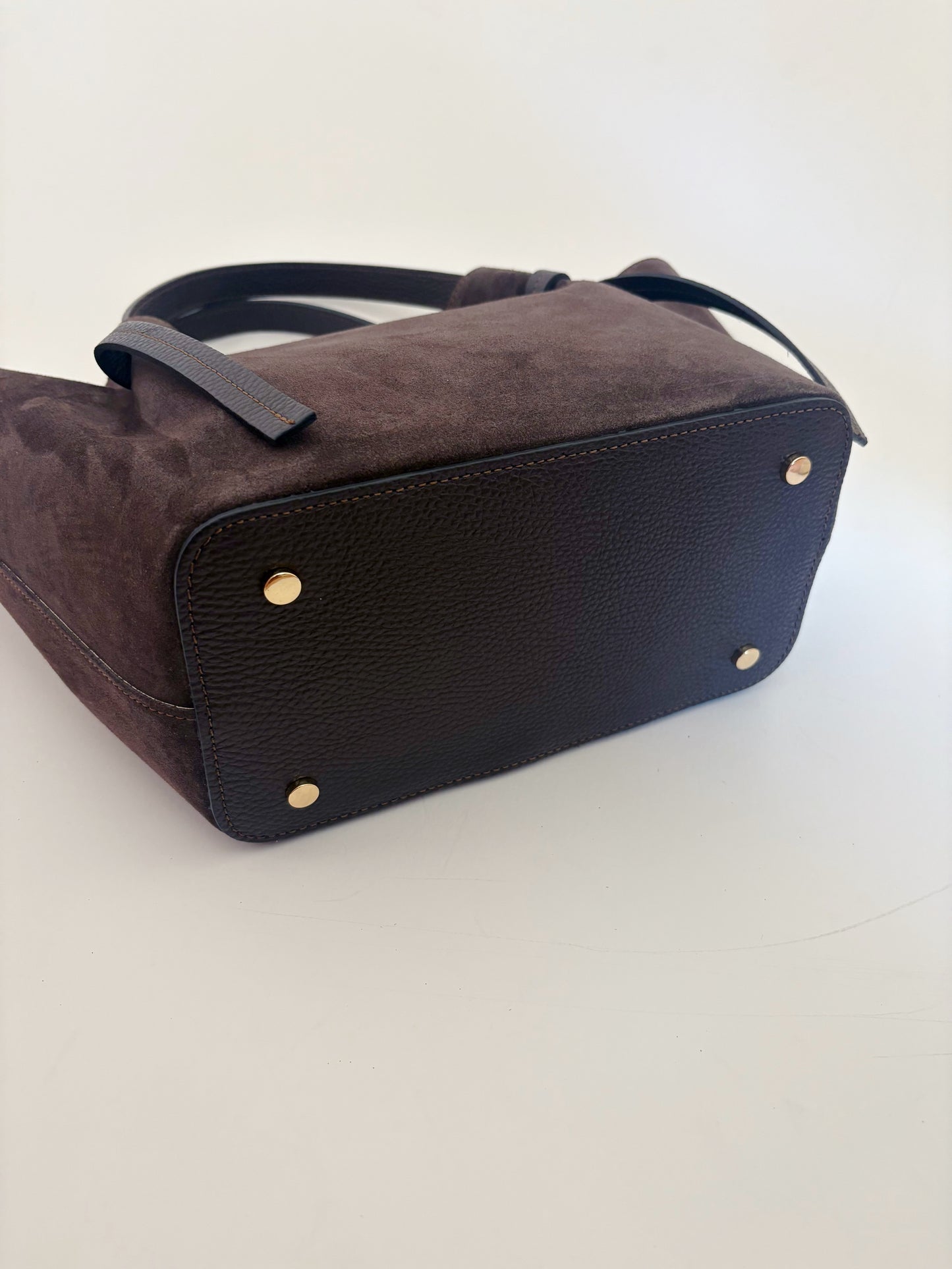 Suede Milan Tote: Espresso Brown