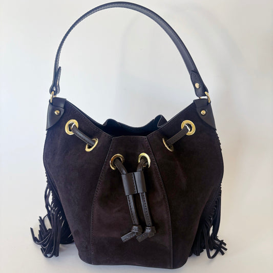 Suede Fringe Tote : Espresso Brown