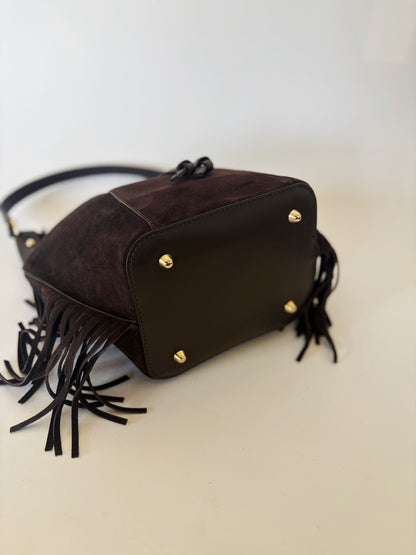 Suede Fringe Tote : Espresso Brown