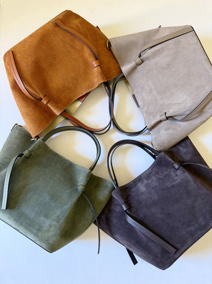 Suede Milan Tote : Cognac