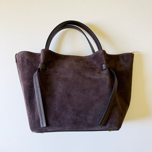 Suede Milan Tote: Espresso Brown