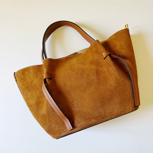 Suede Milan Tote : Cognac