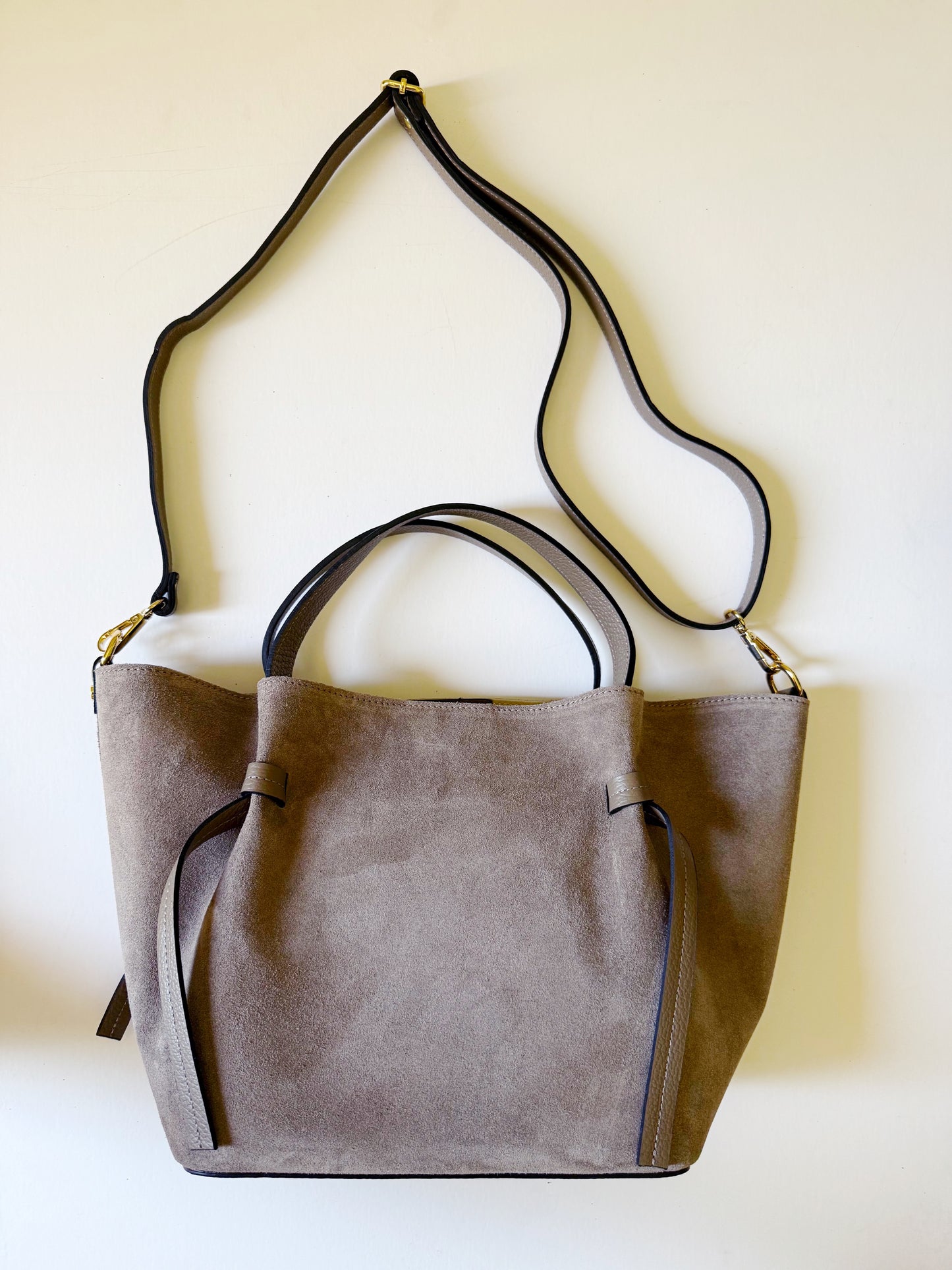 Suede Milan Tote: Stone Beige