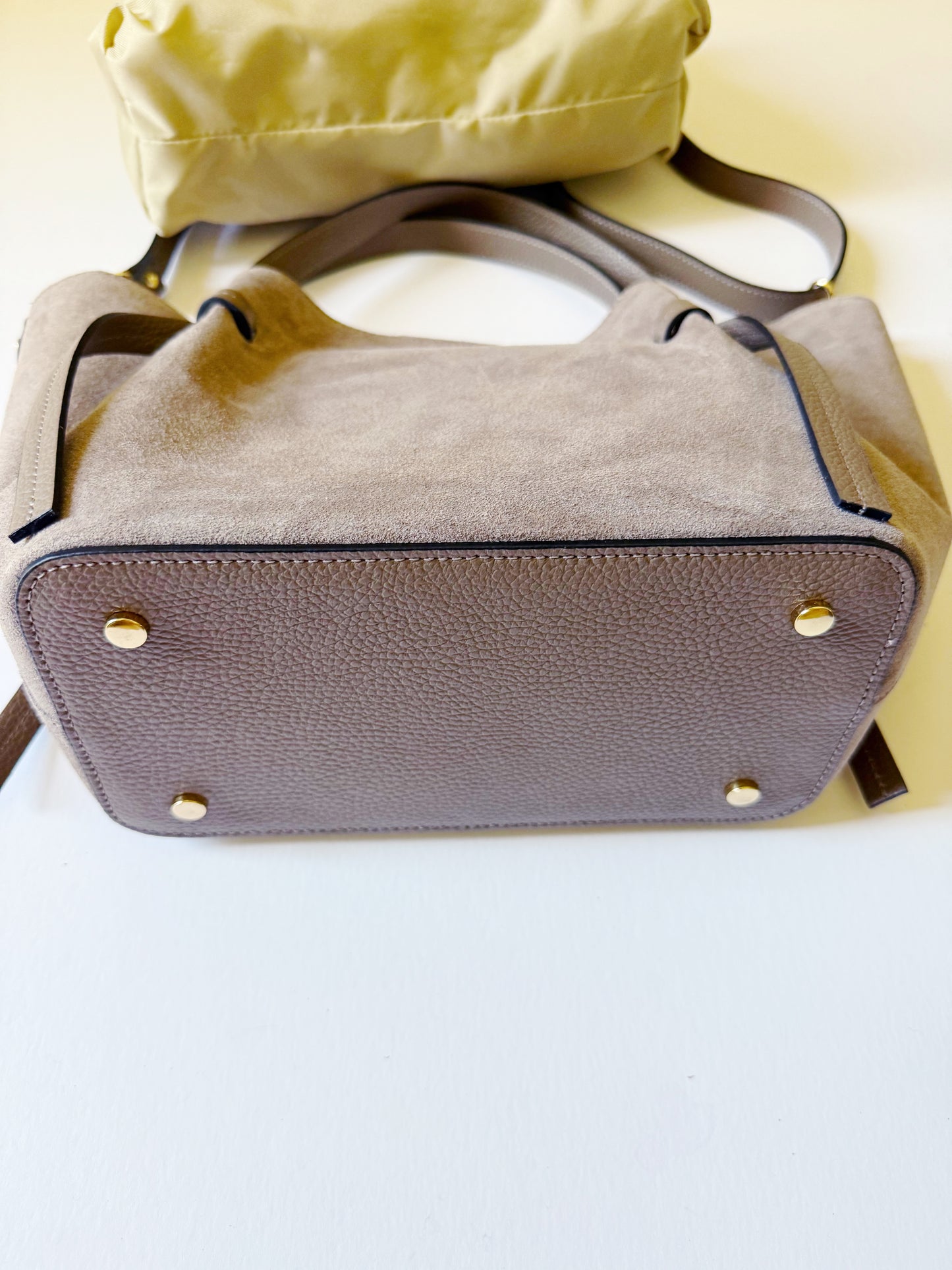 Suede Milan Tote: Stone Beige