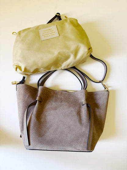 Suede Milan Tote: Stone Beige