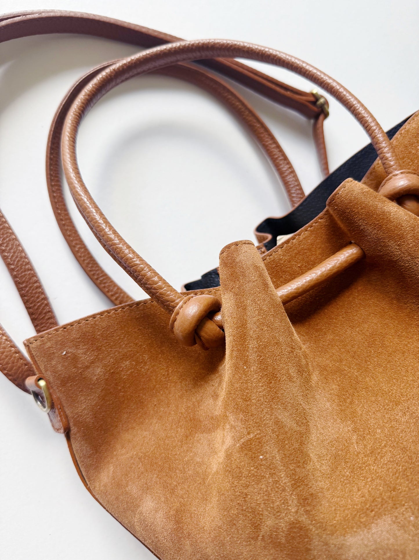 Suede Knot Bags Cognac