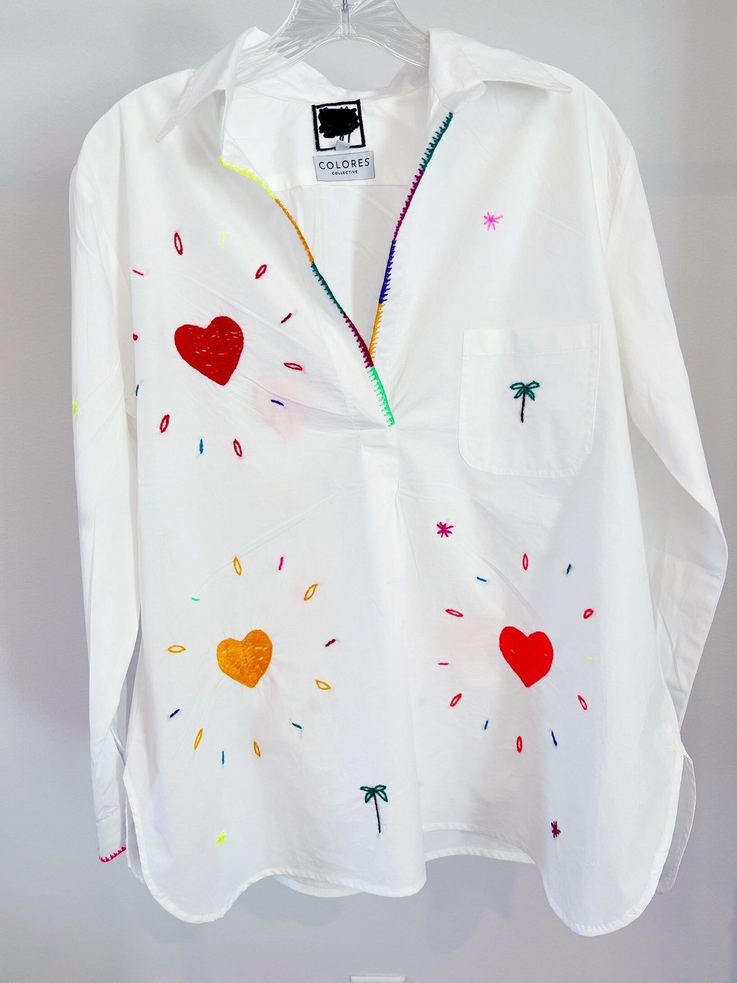 White Collar Heart Blouse