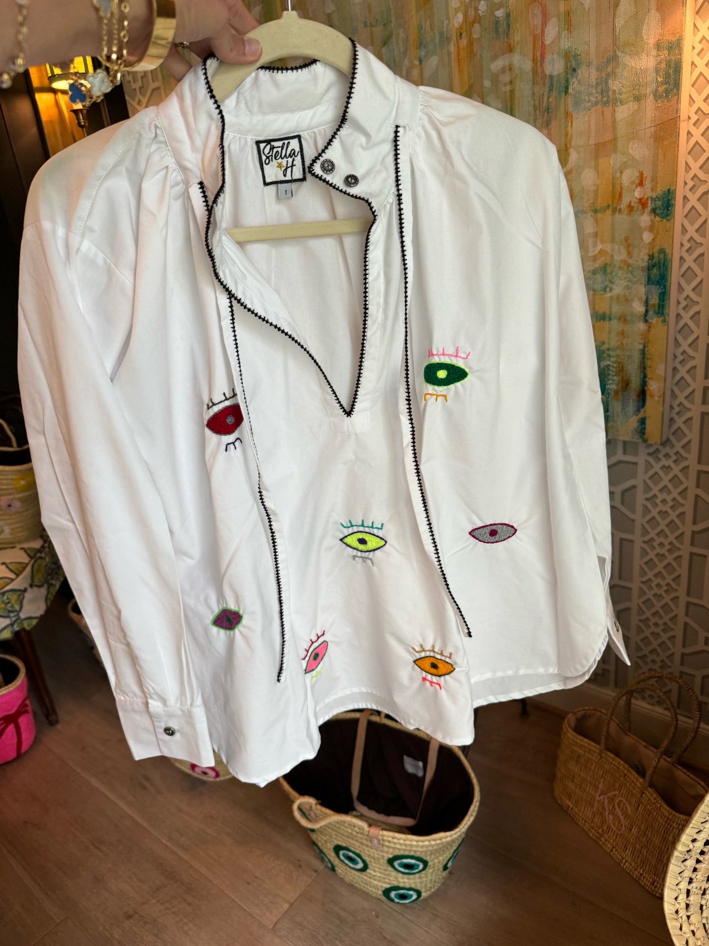 White Evil Eye Blouse