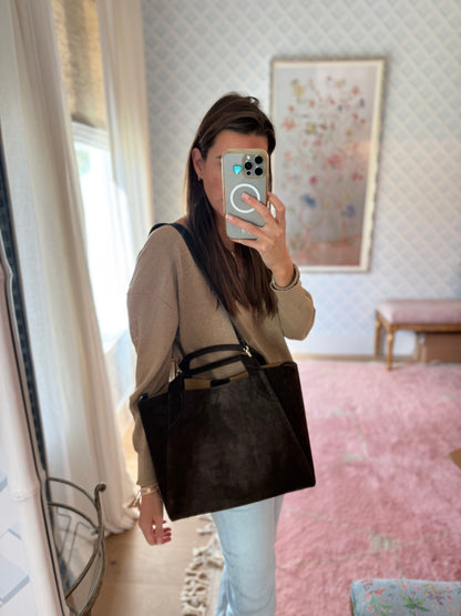 Deep Brown Suede Lugano Tote Limited *