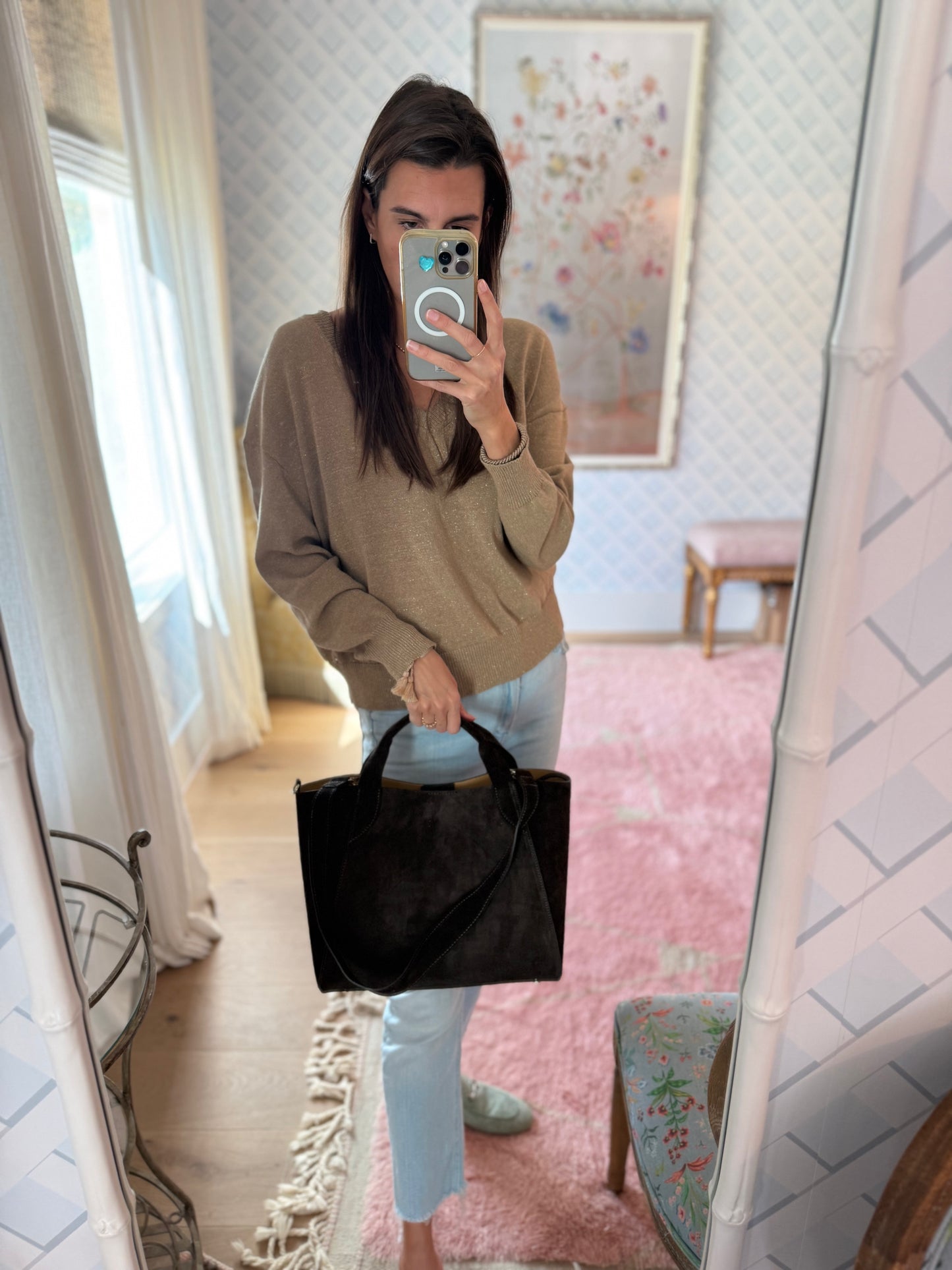 Deep Brown Suede Lugano Tote Limited *