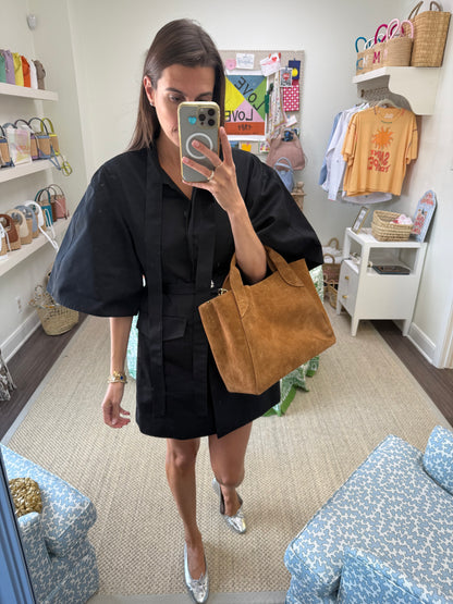 Brown Suede Lugano Tote