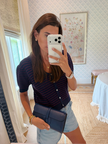 Navy Blue Monet Leather Clutch Limited Edition