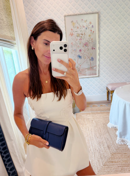 Navy Blue Monet Leather Clutch Limited Edition