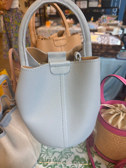 Light Blue Leather City Bag