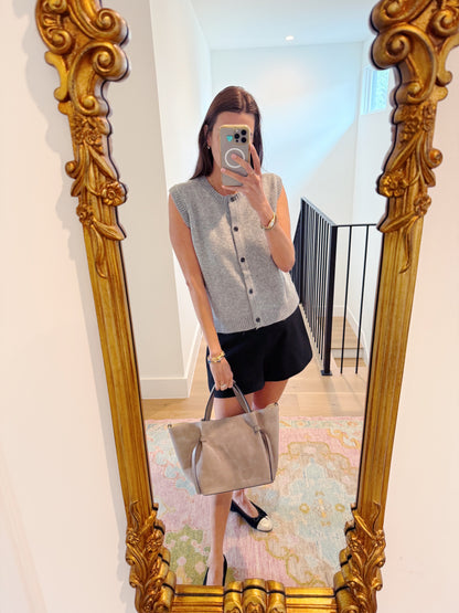Suede Milan Tote: Stone Beige