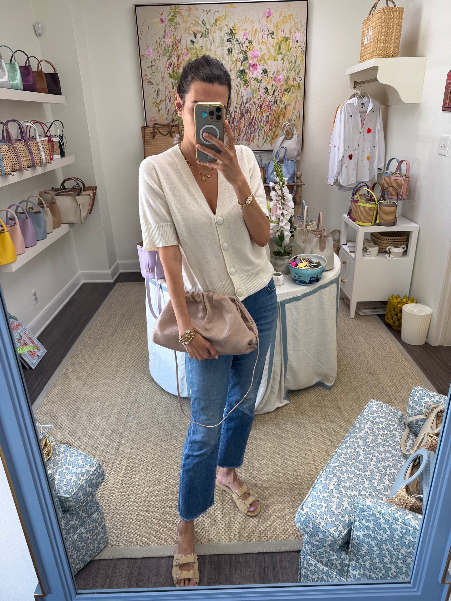 Dusty Rose Oversized Rico Leather Clutch