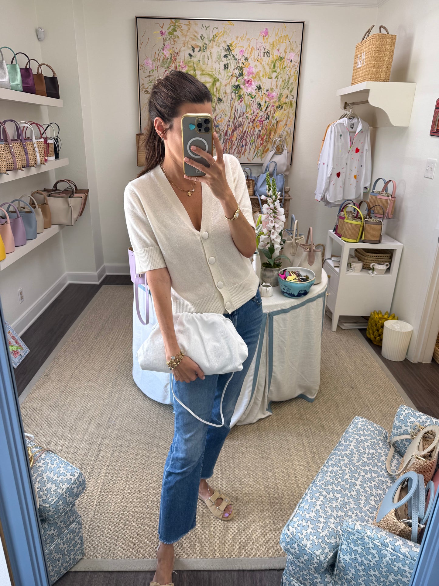 White Oversized Rico Leather Clutch