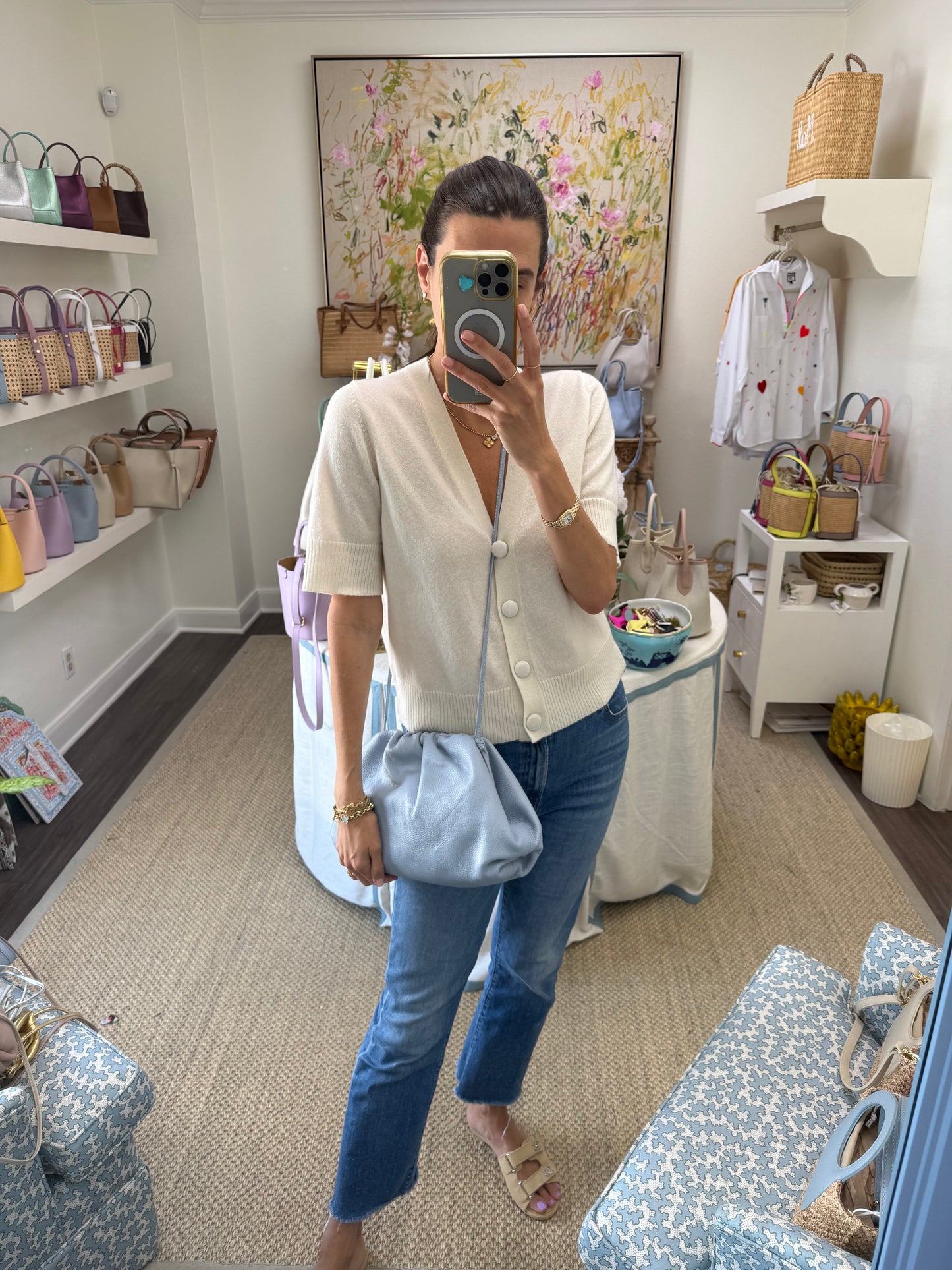 Light Blue Oversized Rico Leather Clutch
