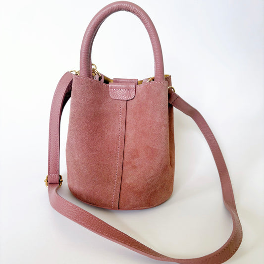 Rose Pink Suede City Bag