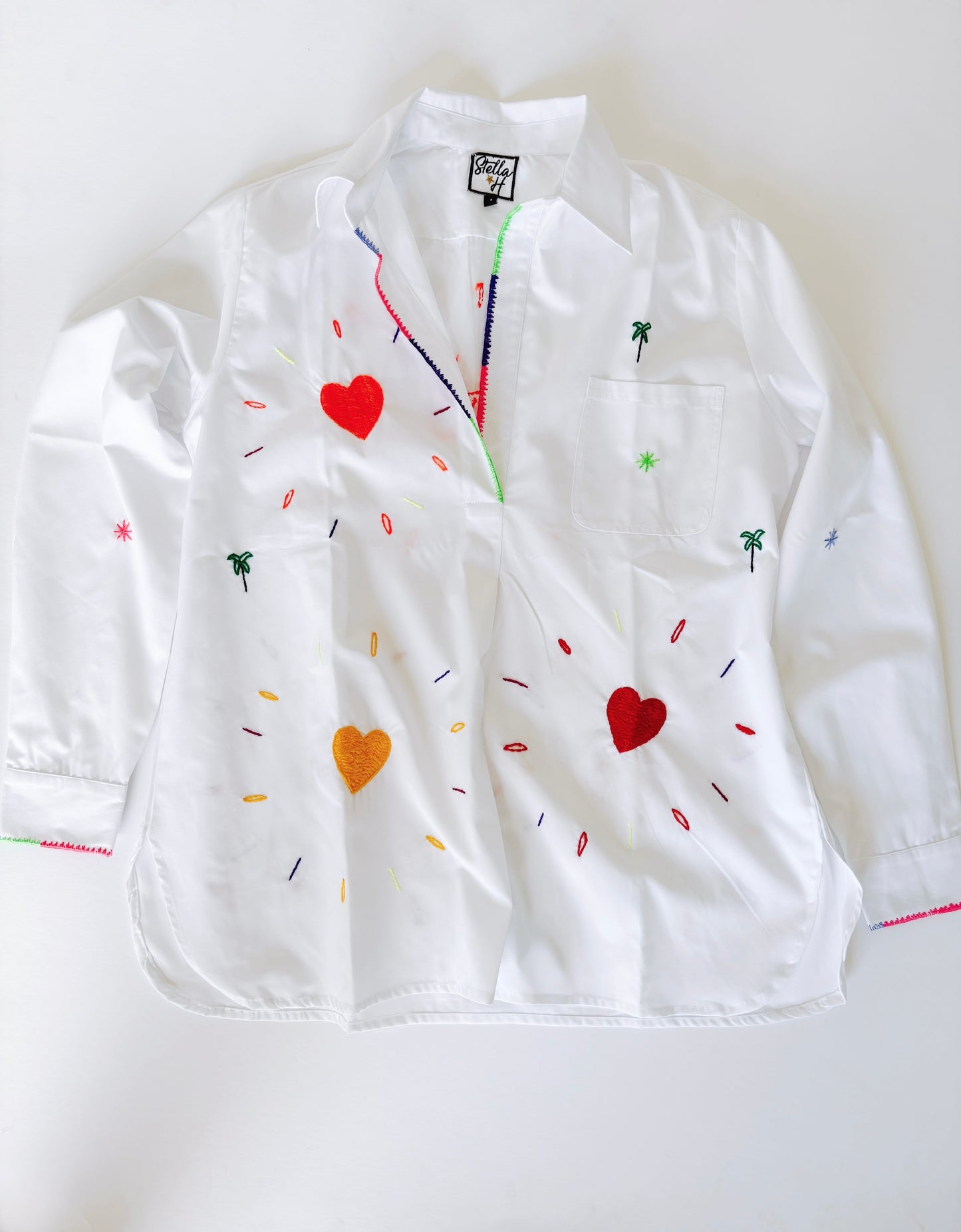 White Collar Heart Blouse