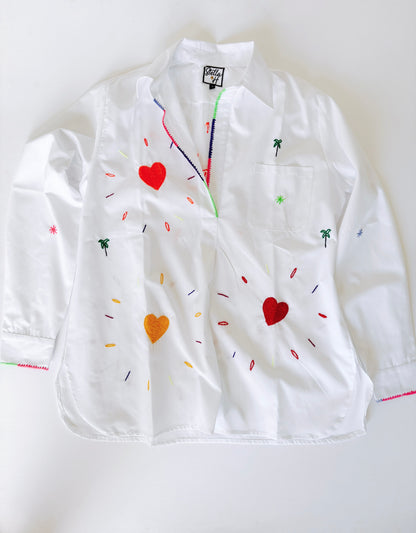 White Collar Heart Blouse