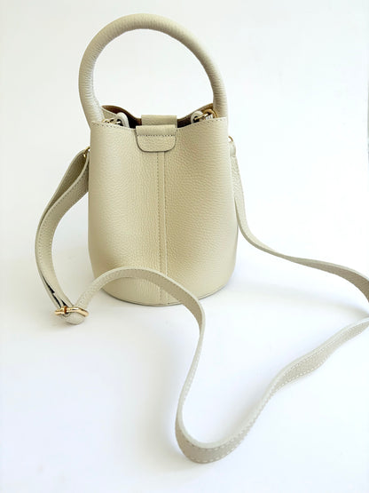 Cream Leather City Bags