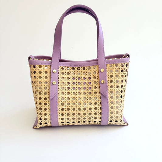 Lavender Cane Wicker Mini Market Tote