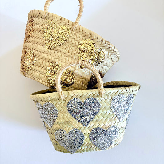 Mini Sequin Heart Baskets