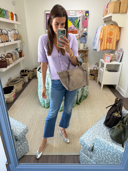 Suede Milan Tote: Stone Beige