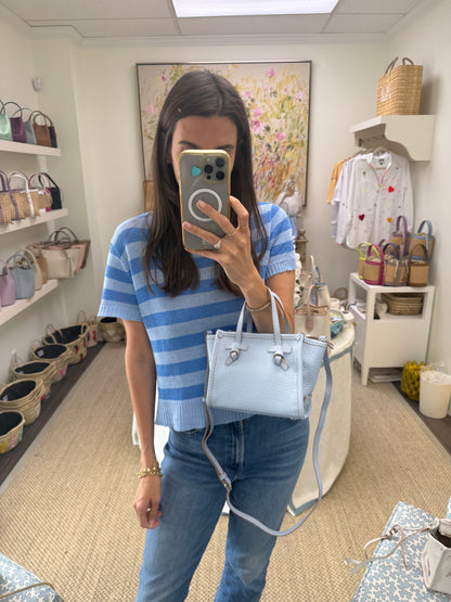 Marcella Italian Leather Tote - Light Blue