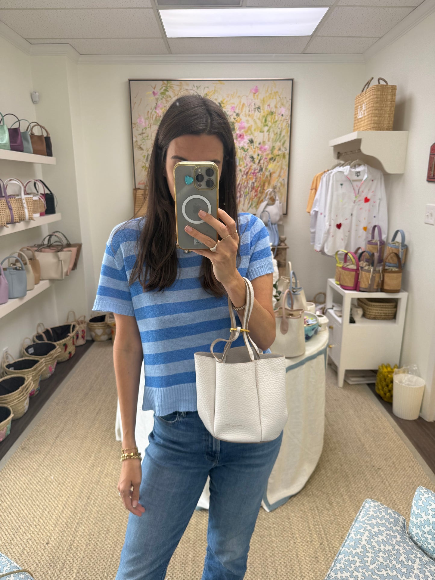 Petite Lily Italian Tote - Cream
