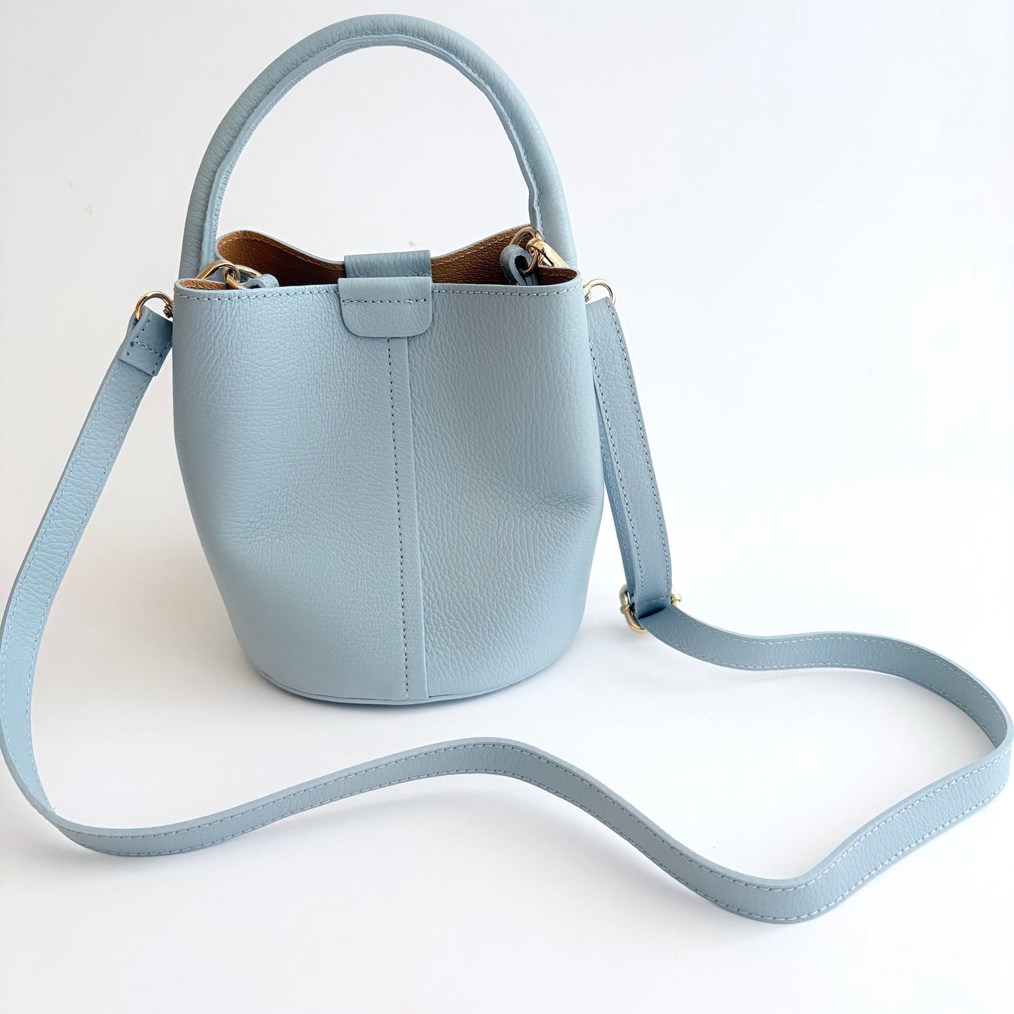 Light Blue Leather City Bag