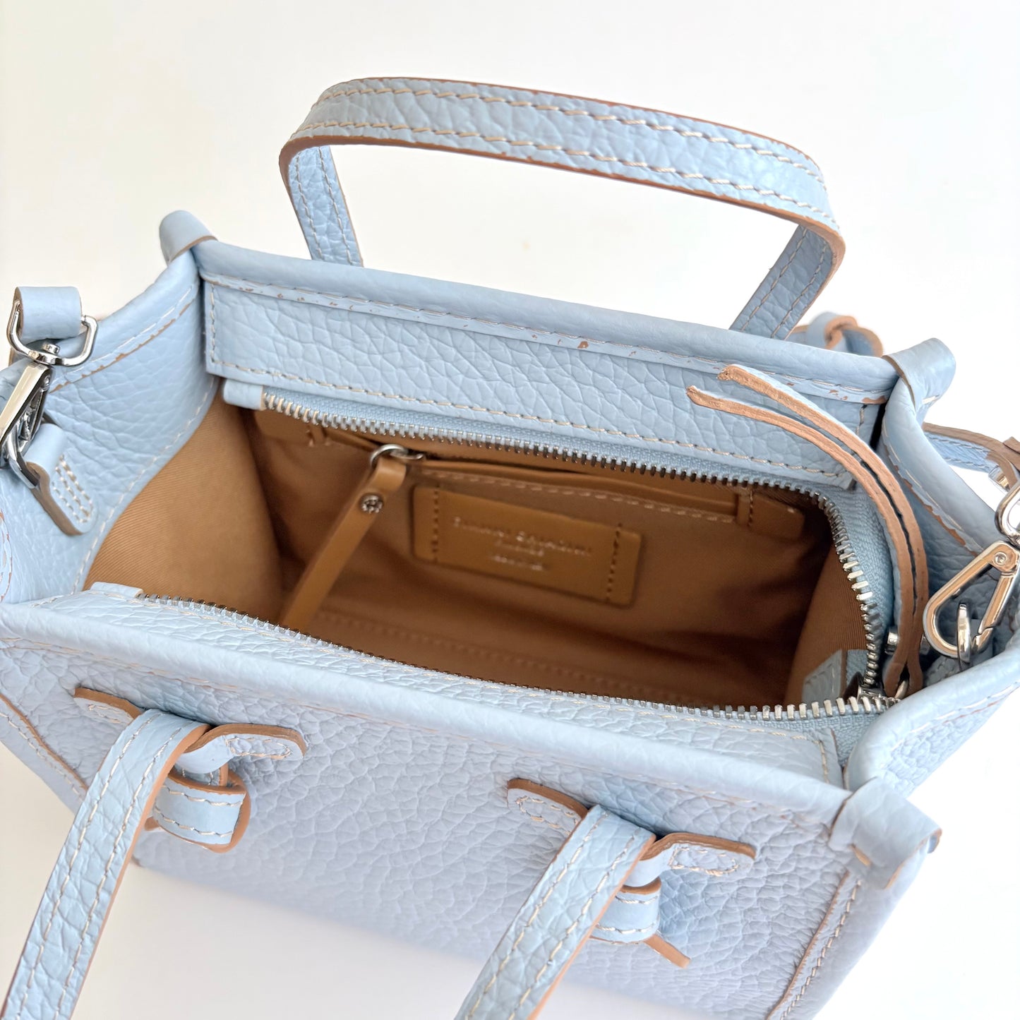 Marcella Italian Leather Tote - Light Blue