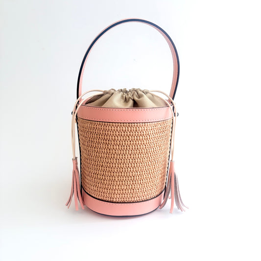 Heaven's 27 Raffia Light Pink Raffia Bucket Bag