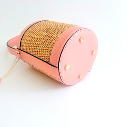 Heaven's 27 Raffia Light Pink Raffia Bucket Bag
