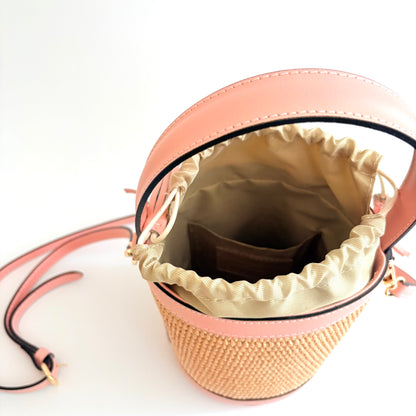 Heaven's 27 Raffia Light Pink Raffia Bucket Bag