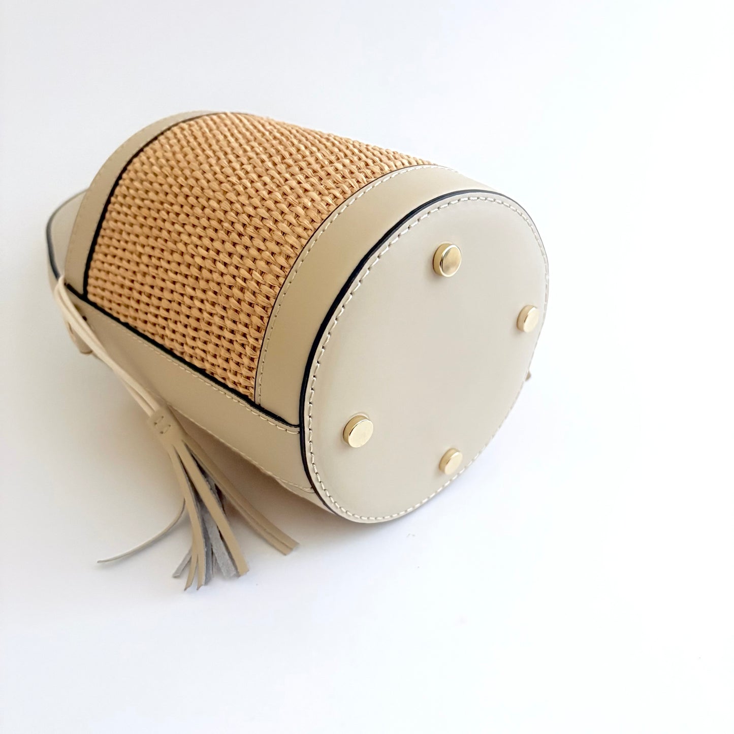 Beige Raffia Bucket Bag