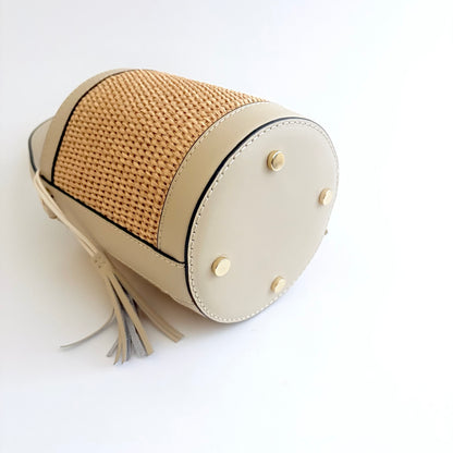 Beige Raffia Bucket Bag