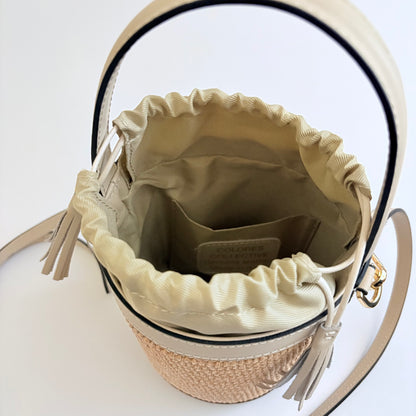 Beige Raffia Bucket Bag
