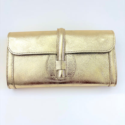 Metallic Gold Monet Leather Clutch