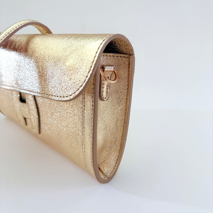 Metallic Gold Monet Leather Clutch