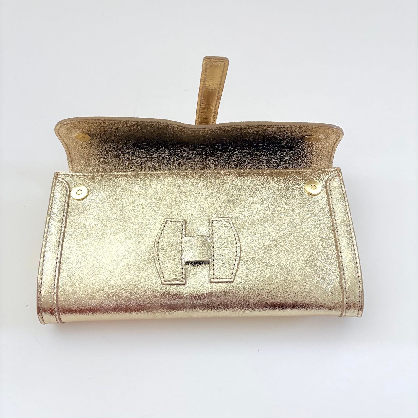 Metallic Gold Monet Leather Clutch