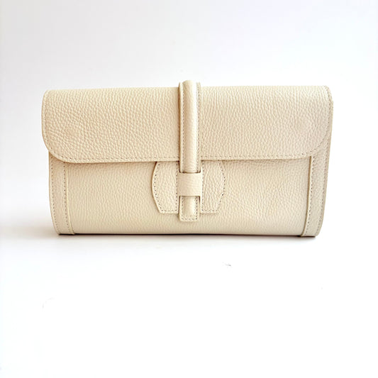 Cream Italian Leather Clutch