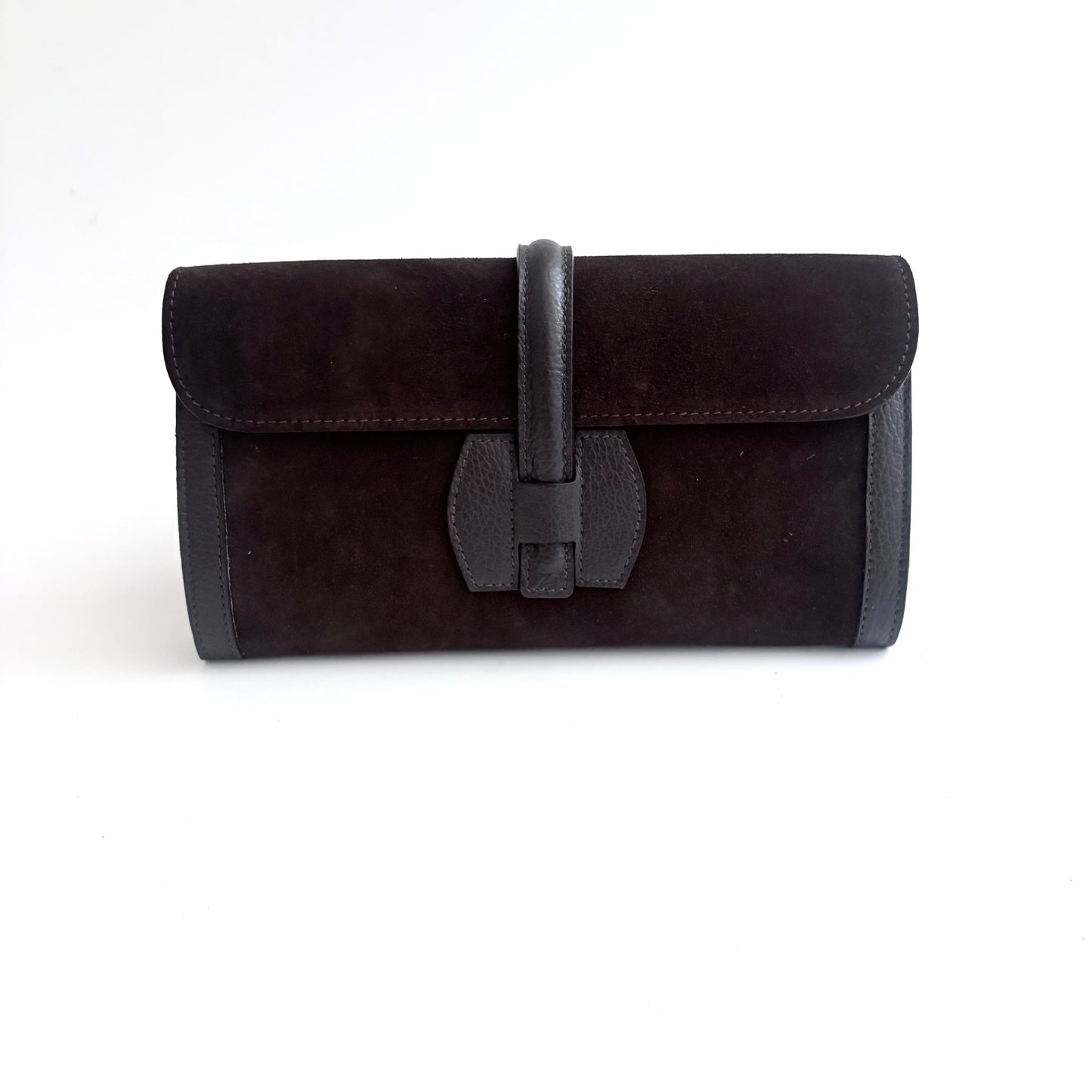 Roma Suede Clutch Chocolate Brown PRESALE