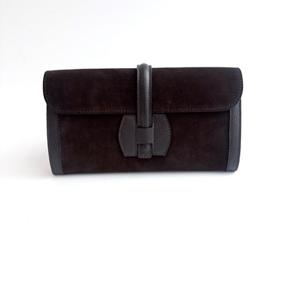 Roma Suede Clutch Chocolate Brown PRESALE
