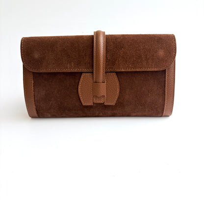 Roma Suede Clutch Camel PRESALE