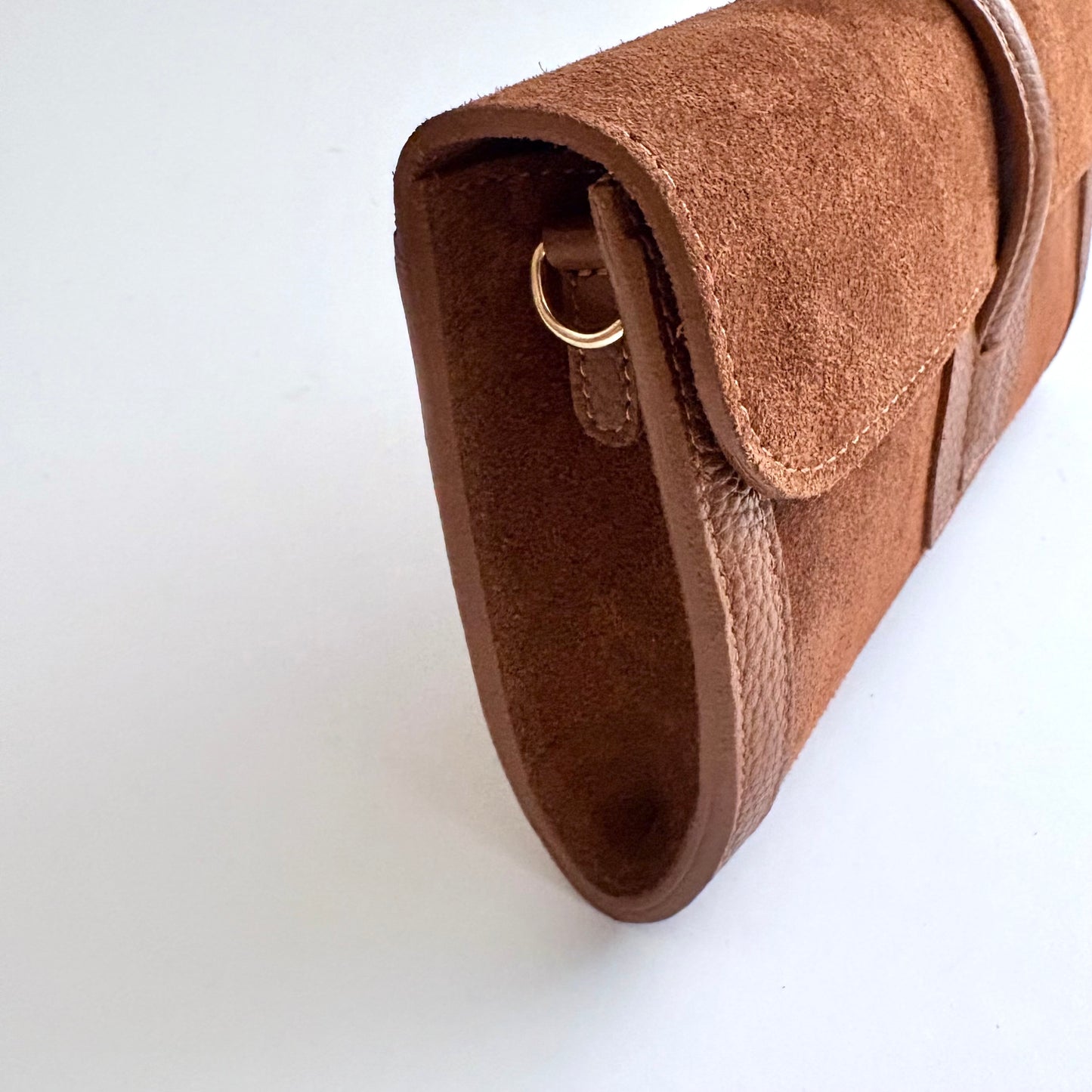 Roma Suede Clutch Camel PRESALE