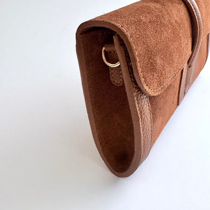 Roma Suede Clutch Camel PRESALE