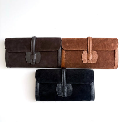 Roma Suede Clutch Camel PRESALE
