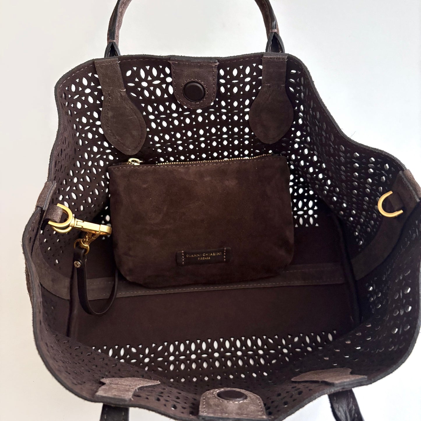 Suede Italian Tote - Moka